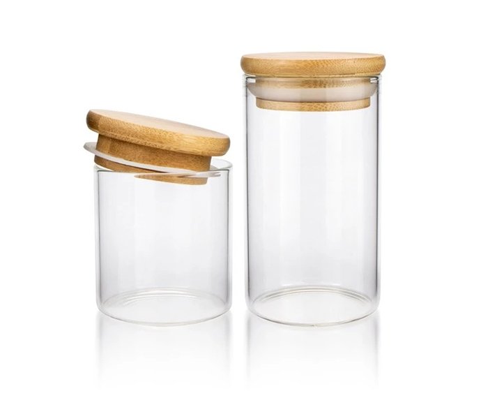 Wooden Lid Glass Jar