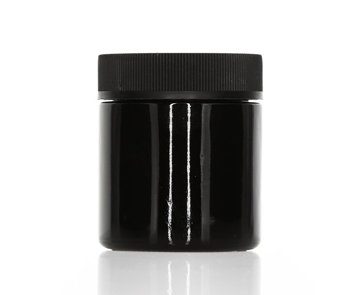 Child Proof Black Glass Jar