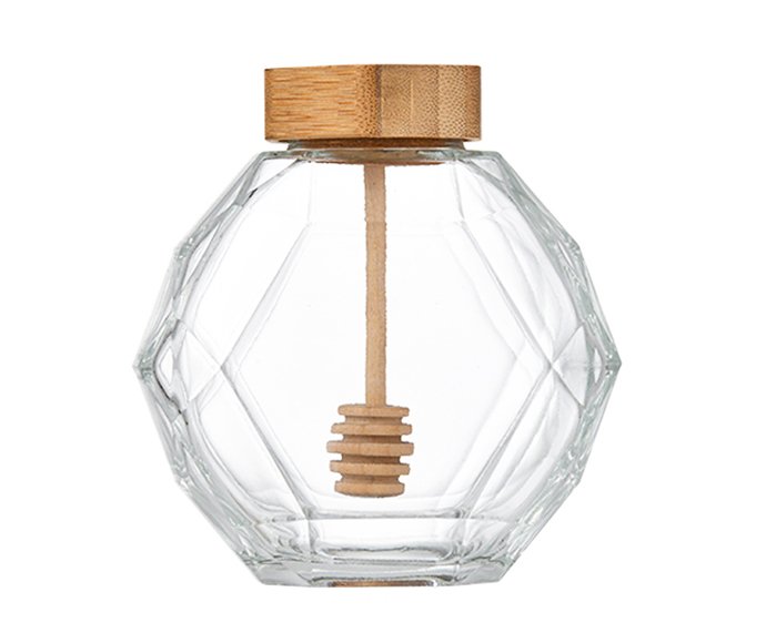  Clear Food Storage Bottle Honey Container Glass Jar