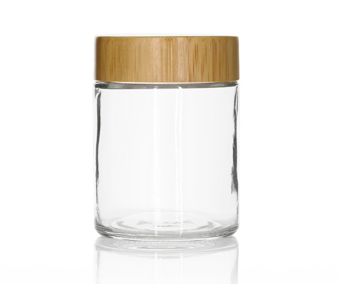 Glass bottle nature wooden cap glass jar screw airtight bamboo cap  container packaging