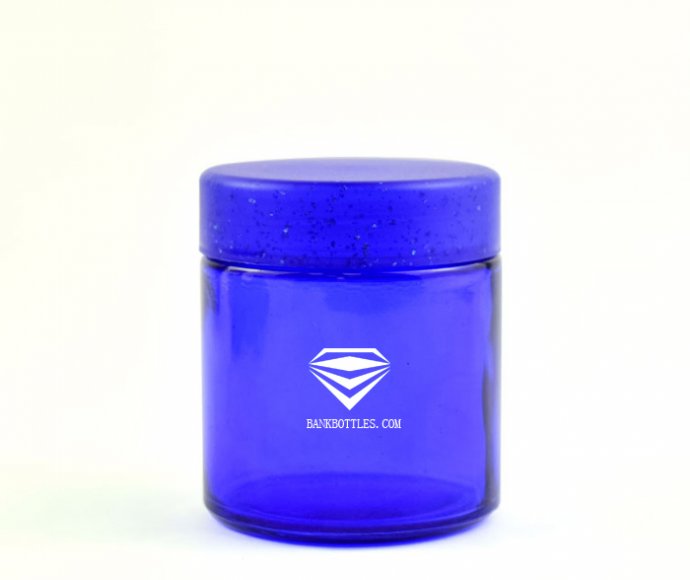 4oz Jar Child Resistant Jar Semi Transparent Matte Blue Glass Jars Match Blue Lid Flower Bottle Packaging Airtight Smell Proof