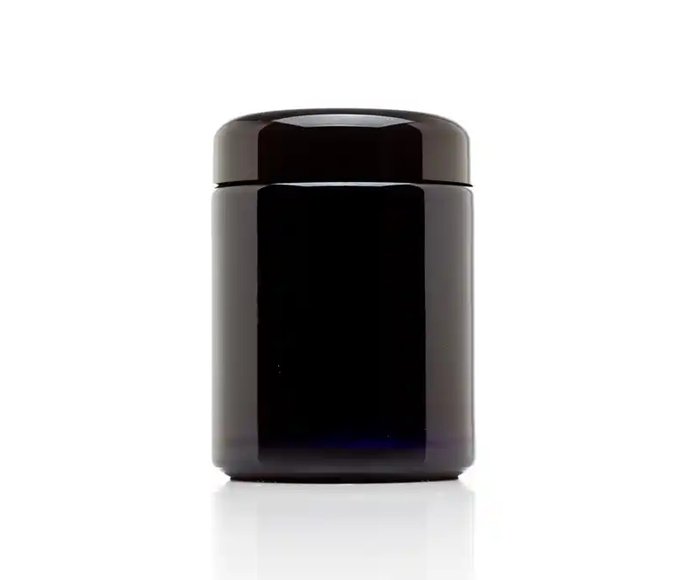 Black Ultra Violet Glass Screw Top Jar w Glossy Black Lid