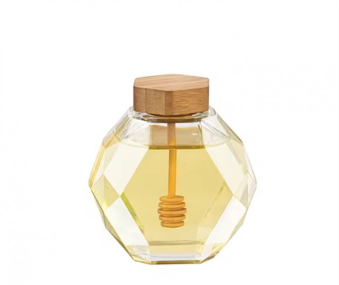 Wholesale Clear Empty Hexagonal Hexagon Honey Glass Jar with Lid